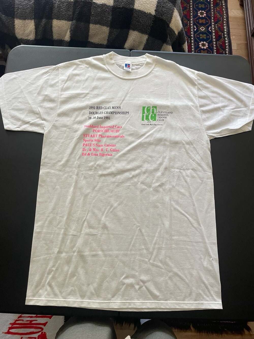 Vintage 1991 Cleveland Heights Tennis Club Mens Doubles Championships T-Shirt